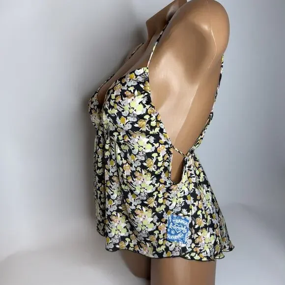 Intimately Free People Floral Cami Tank Top Satin Flowy Low Back Small NWT Boho - Picture 5 of 15